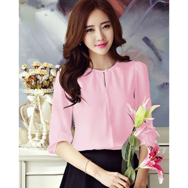 Áo Kiểu Phối Nút Cổ Fashion
