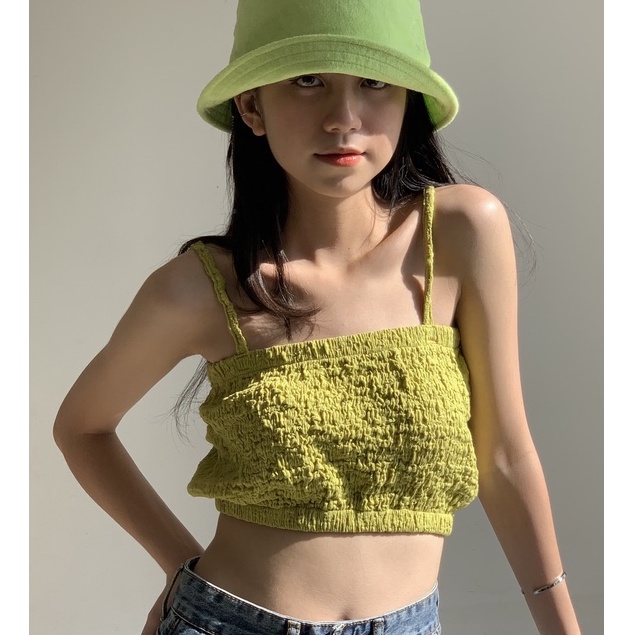 Áo hai dây nữ vải nhún dáng ngắn TKA331 LOLLIE STUDIO