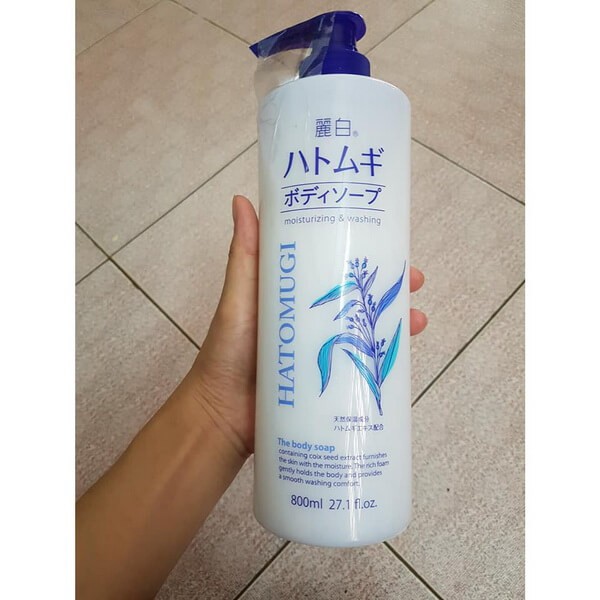 Sữa tắm dưỡng ẩm trắng da Hatomugi Moisturizing Washing 800ml