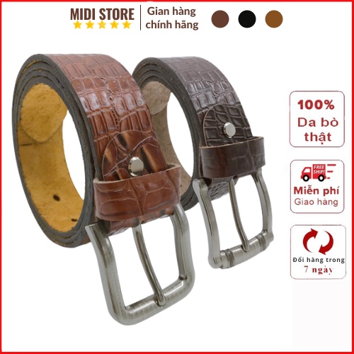 Dây thắt lưng nam da bò 1 lớp cao cấp khóa gài, dây nịt da nam thời trang thương hiệu MIDI STORE TL04