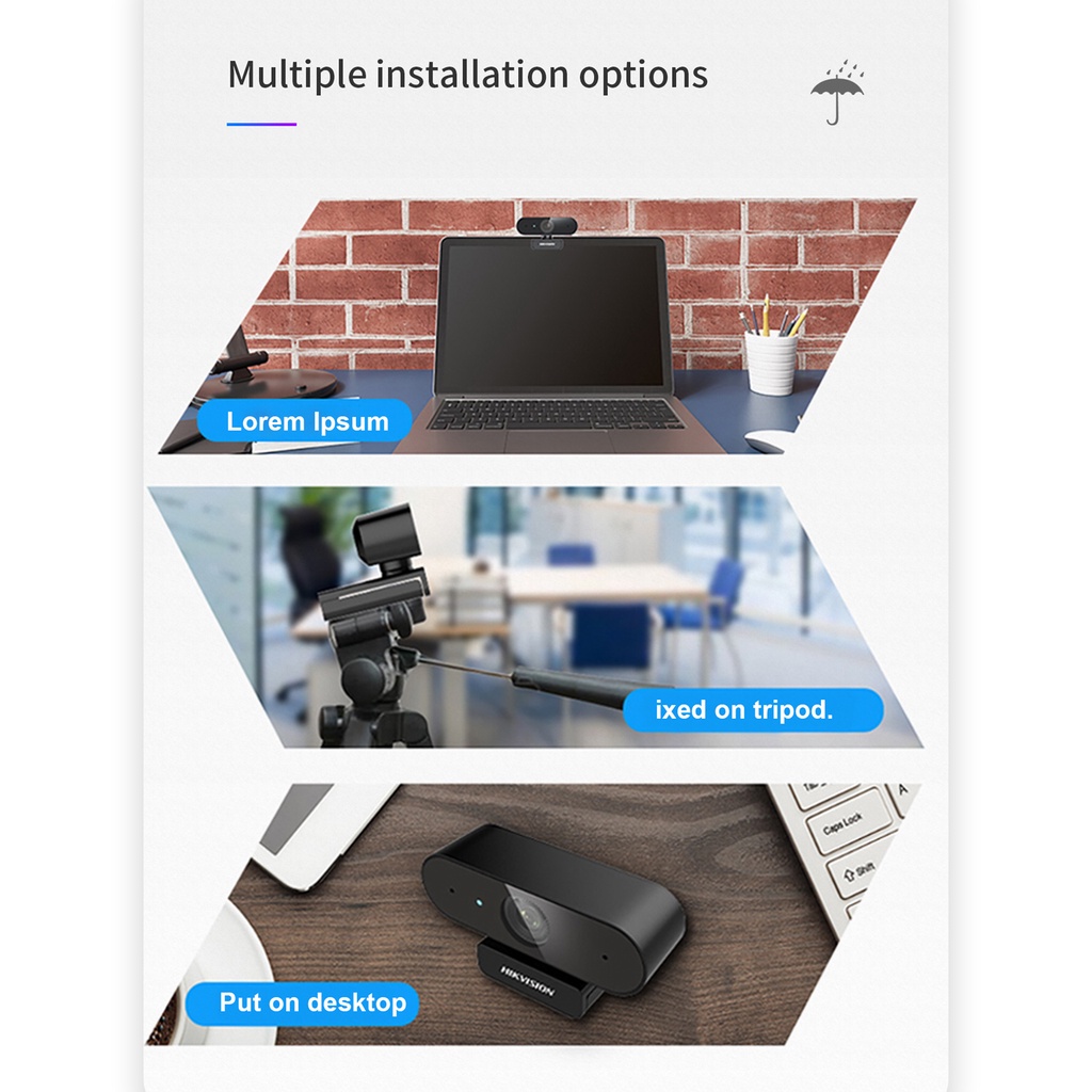 Webcam Hikvision 720P / 1080P / 2K HD Chống Ồn Có Micro Và Phụ Kiện