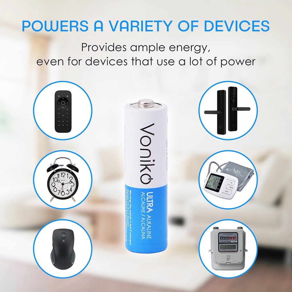 Pin AA Voniko Alkaline, Super Alkaline chính hãng nhập khẩu Mỹ 1.5V - Vỉ 2 viên