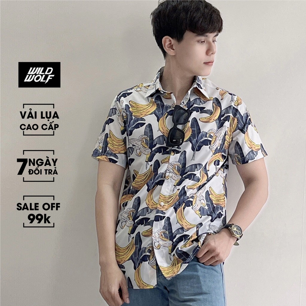 Áo sơ mi nam vải lụa cao cấp hot trend họa tiết pop art  - SMTM132