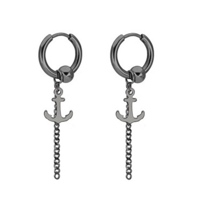 Bông Tai Nam Tòn Ten Hình Mỏ Neo Titan Cao Cấp TT 1647