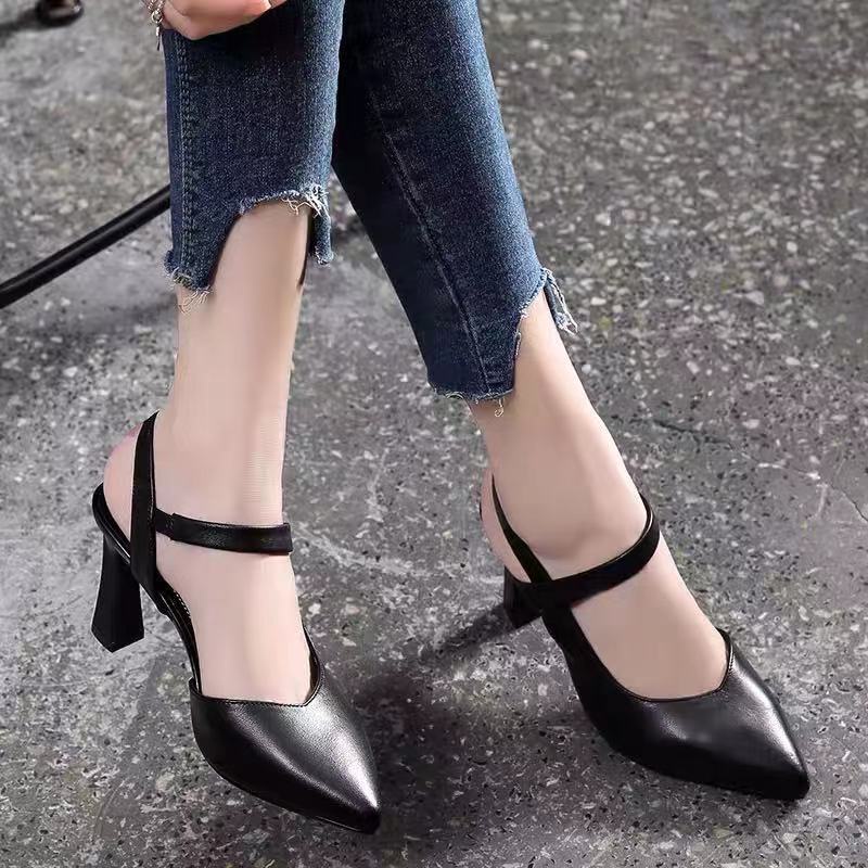 Giày Cao Gót Da Mềm Mũi Nhọn Thời Trang Mùa Hè