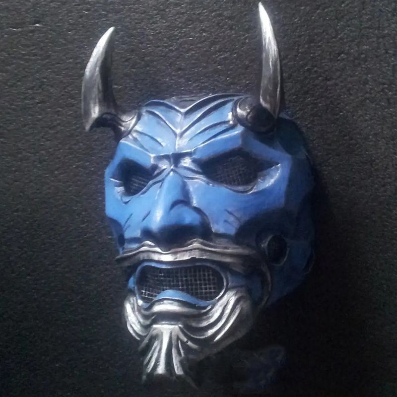 Mặt Nạ Cao Su Hóa Trang Quái Vật Samurai Kabuki Trong Phim Devil Hannya Oni Nhân Dịp Halloween Cho Người Lớn