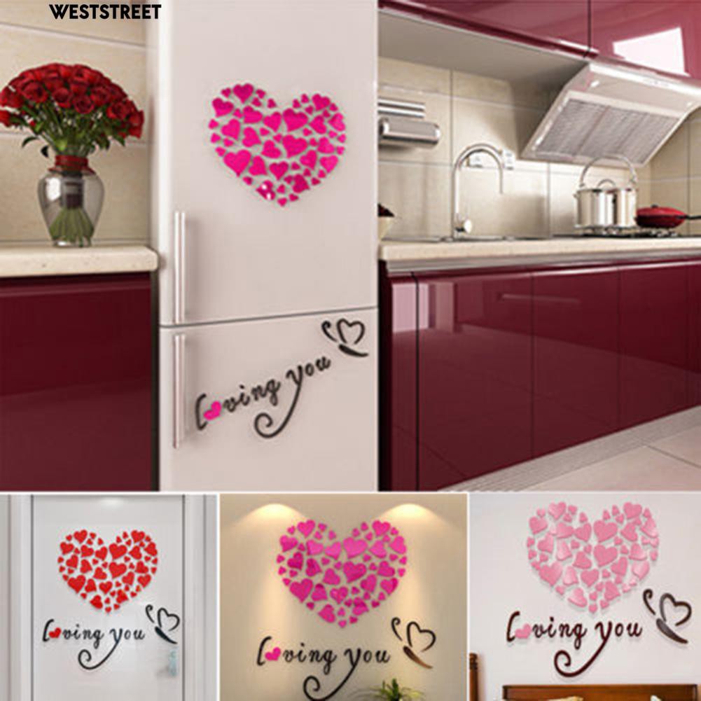 Decal dán tường hình chữ cái và trái tim tình yêu bằng acrylic