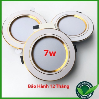 Đèn Led âm trần 7w 3 chế độ màu phi 90 viền vàng- viền bạc ánh sáng đẹp