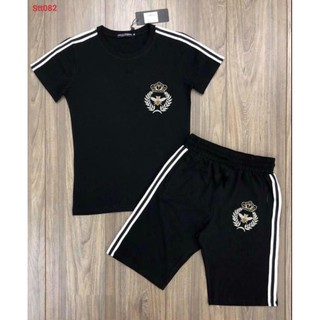 Sét Bộ Thun Nam. Bộ Thể Thao Nam Ngắn Tay Thun Lạnh In Nhiệt Hình Vương Miện -  Mẫu Mới - Ảnh Thật