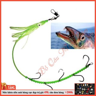 [HOT TREND] Chuỗi 5 lưỡi câu gắn mồi mực mềm phản quang câu lure