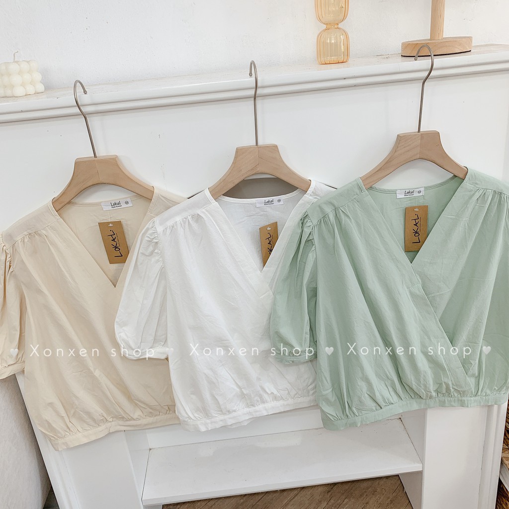 ÁO KIỂU NỮ áo kiểu chéo ngực dễ thương che khuyết điểm vòng eo XONXEN SHOP freesize mã 95