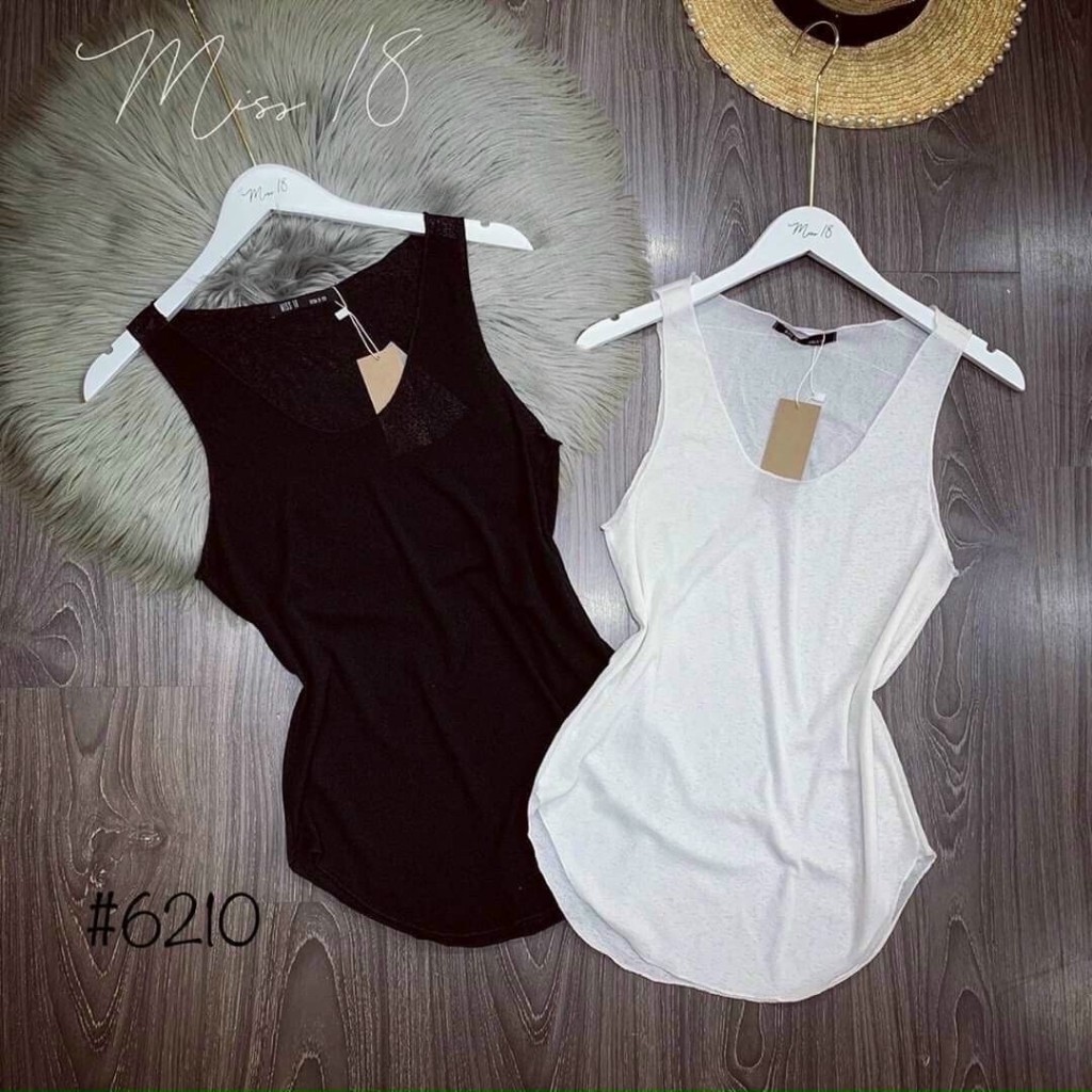 Áo ba lỗ nữ form rộng trơn, áo thun giấy chạy vắt sổ form dài giấu quần (new) - AT004