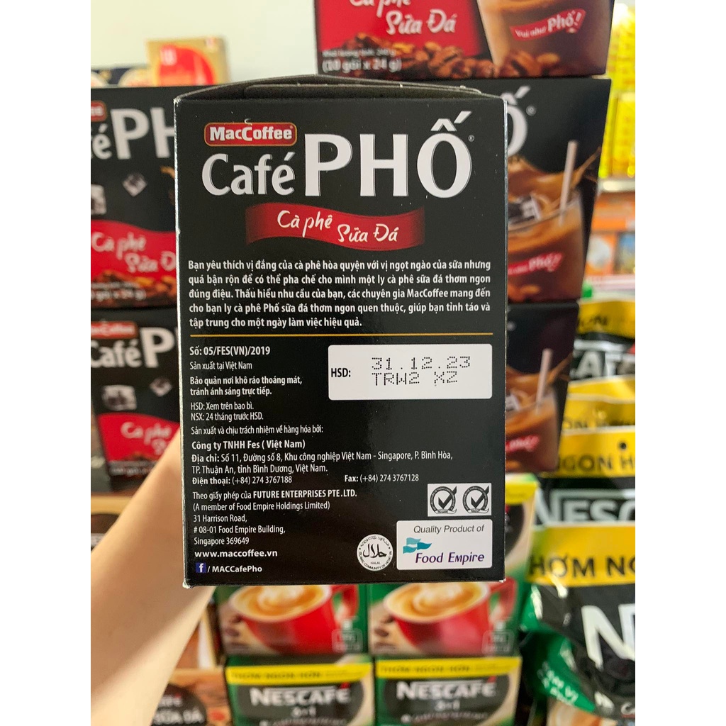 Cà phê phố sữa đá MacCoffe hộp 10 gói