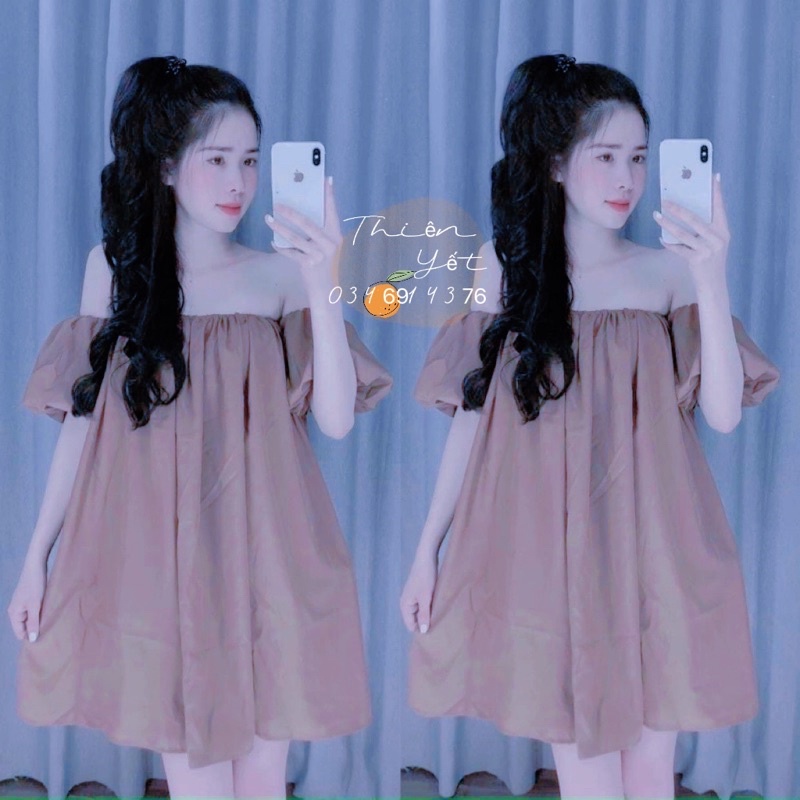 [Hàng Đẹp] Áo Thô Trễ Vai Tay Phồng Dáng Giấu Quần Siêu Xinh Có Ảnh Thật Kèm Video