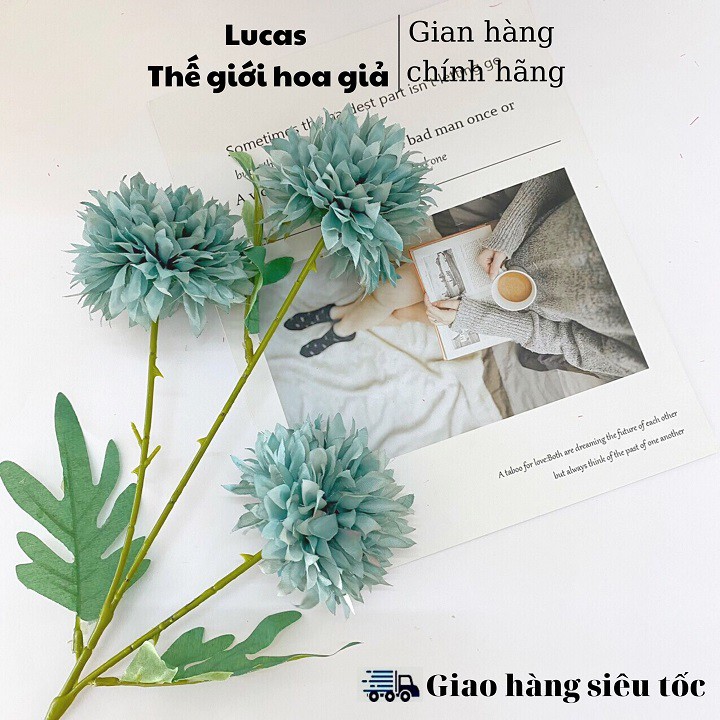 Hoa giả - Hoa cúc Pansy Lucas 65cm 1 cành 3 bông trang trí đẹp, bền, giống thật