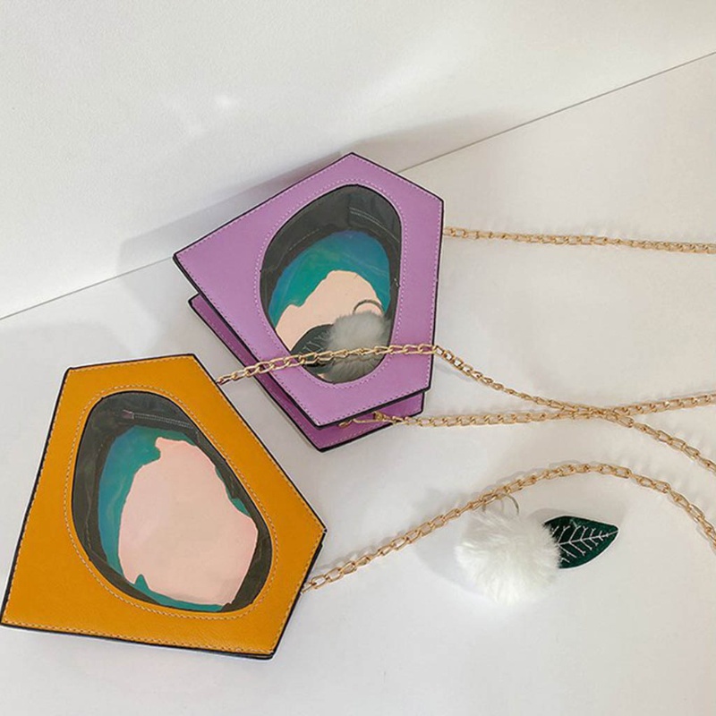 Youyo Túi Xách Đeo Vai Hình Kim Cương Phối Dây Xích Thời Trang Thường Ngày Cho Nữ