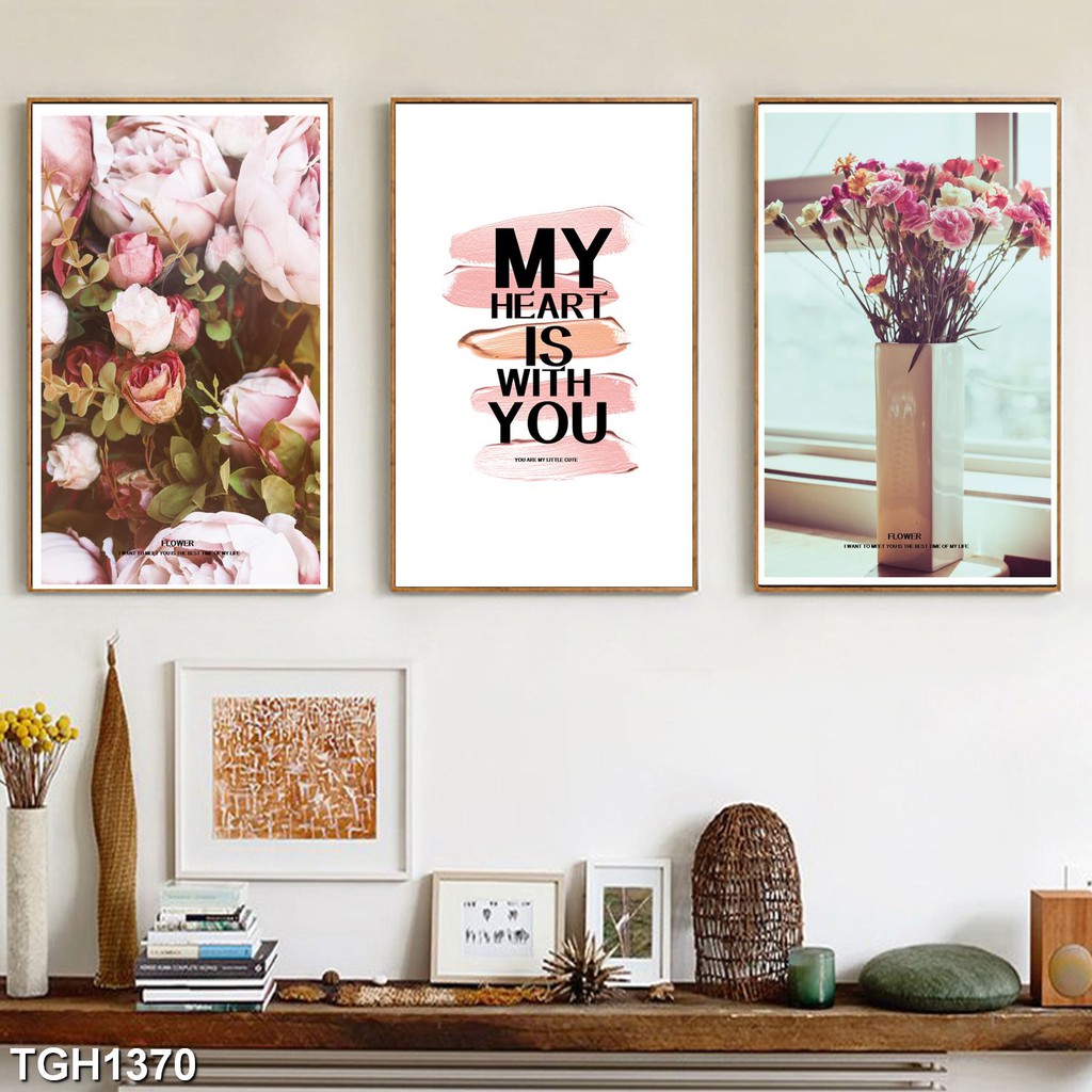 [HCM] Bộ 3 Tranh canvas treo tường, phong cách Châu Âu, tranh phòng ngủ, tranh phòng khách các mẫu hoa hồng đẹp