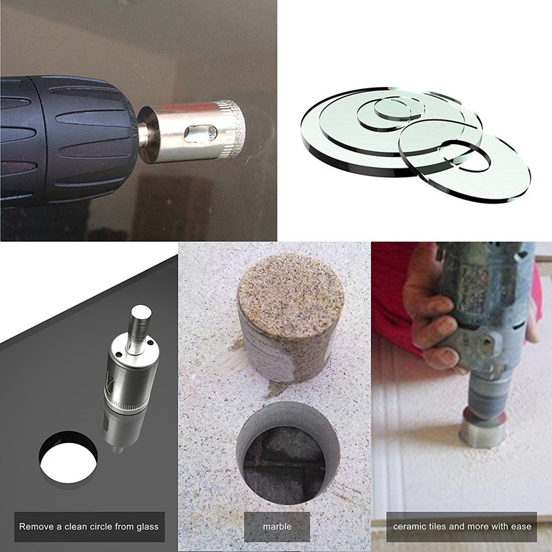 Bộ 12 đầu khoan kim cương đục lỗ kính/gạch chuyên dụng