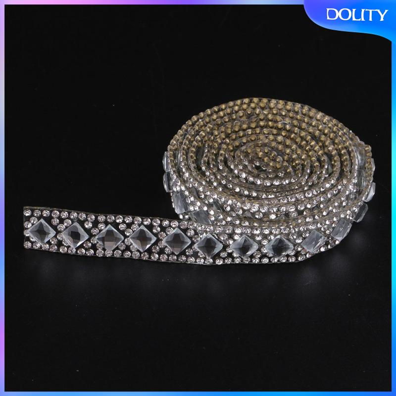 Cuộn Dây Ruy Băng Đính Đá Pha Lê Màu Bạc Dài 1 Yard 6 Hàng 12mm Dùng May Vá DIY