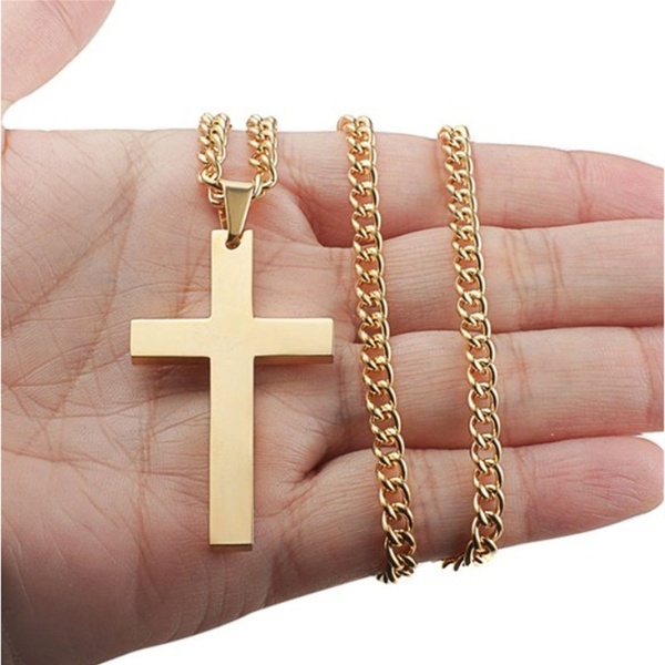 Vòng cổ choker mặt chữ thập bằng thép không gỉ thời trang