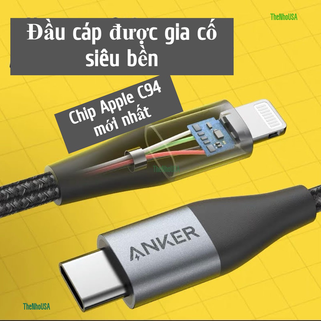 Cáp sạc nhanh Anker Powerline +II USB C - lightning/C - C One Piece - A9540/A9541 [BH 12T]