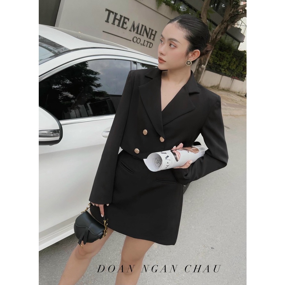 Set áo vest croptop và chân váy