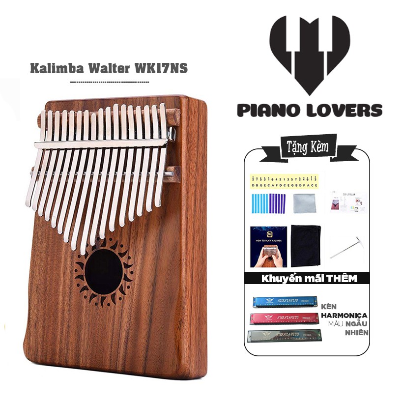 ( SẴN HCM, HN, DN ) Đàn Kalimba 17 phím Gỗ Mahogany Walter WK-17NS Tặng Kèm Harmonica Màu Ngẫu Nhiên - HÀNG CÓ SẴN