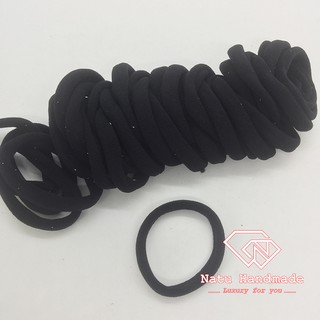 [FREE SHIP] - Nguyên liệu handmade - Chun buộc tóc trơn đen - (gói 5 chiếc)