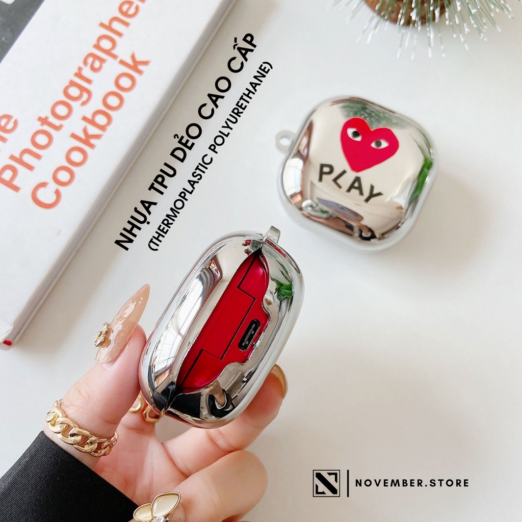 Ốp case cho Galaxy Buds2 Pro / Buds 2 / Buds FE / Buds Pro / Buds Live cao cấp chống sốc mạ điện - Tặng kèm móc treo