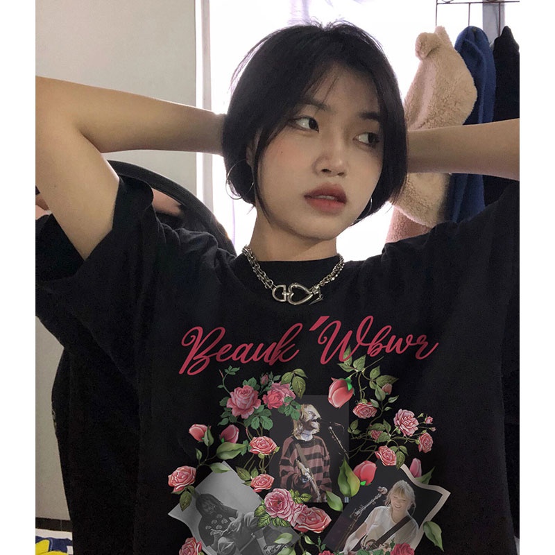 NRVP Áo Thun Nữ Oversize Cổ Tròn Thời Trang Hàn Quốc