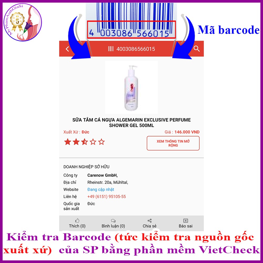 Sữa tắm cá ngựa algemarin perfume chai vòi 500ml đức