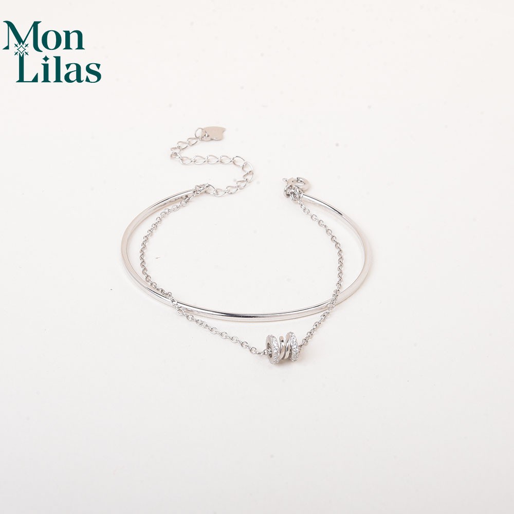 Vòng Tay Bạc Dây Đôi Đính Đá Cá Tính Evie V602109 - MonLilas Jewelry