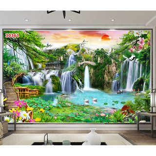 Tranh Dán Tường 3D, Sơn Thủy Hữu Tình, 361(Đã tích hợp sẵn keo)
