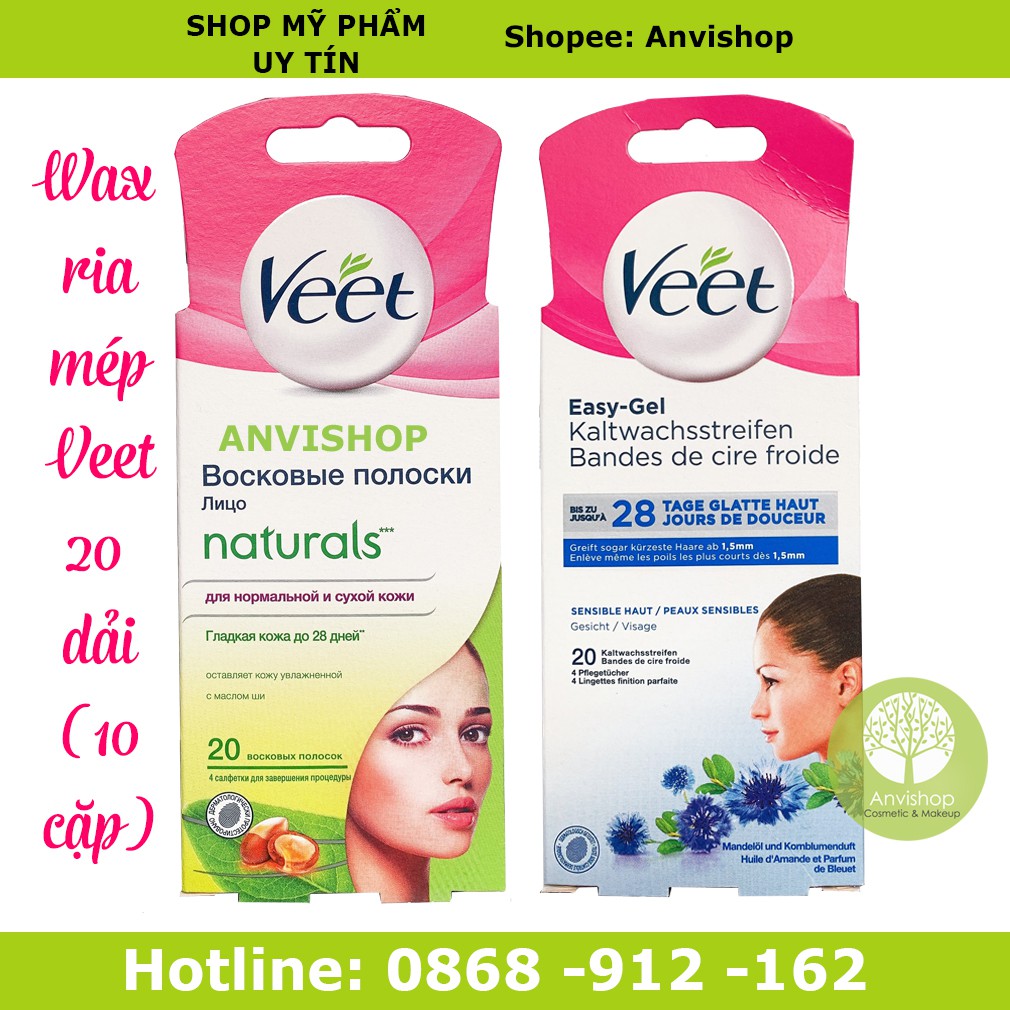 Wax ria mép Veet, Miếng wax tẩy lông mặt date 2023 ANVISHOP MM222