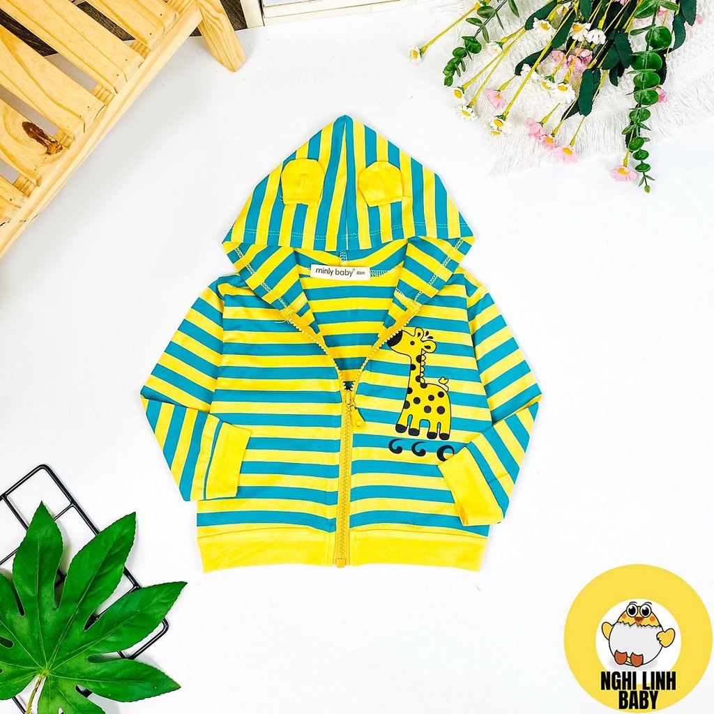 Áo Khoác cho bé gái và bé trai Minly Baby sọc dệt Visco từ 7-28kg - Nghi Linh Baby