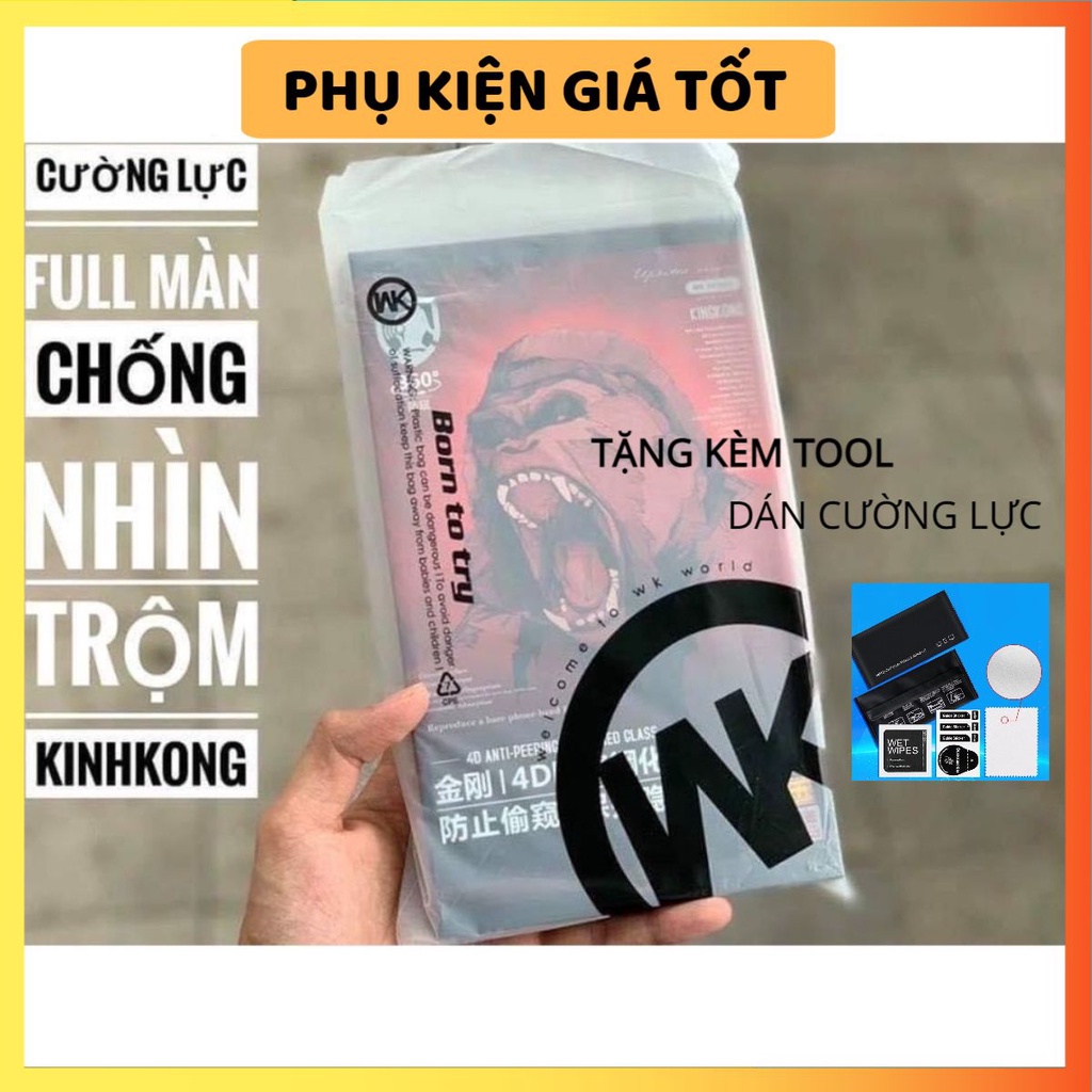 Kính cường lực 4D KINGKONG Full Màn, Full mã Iphone Chống Nhìn Trộm