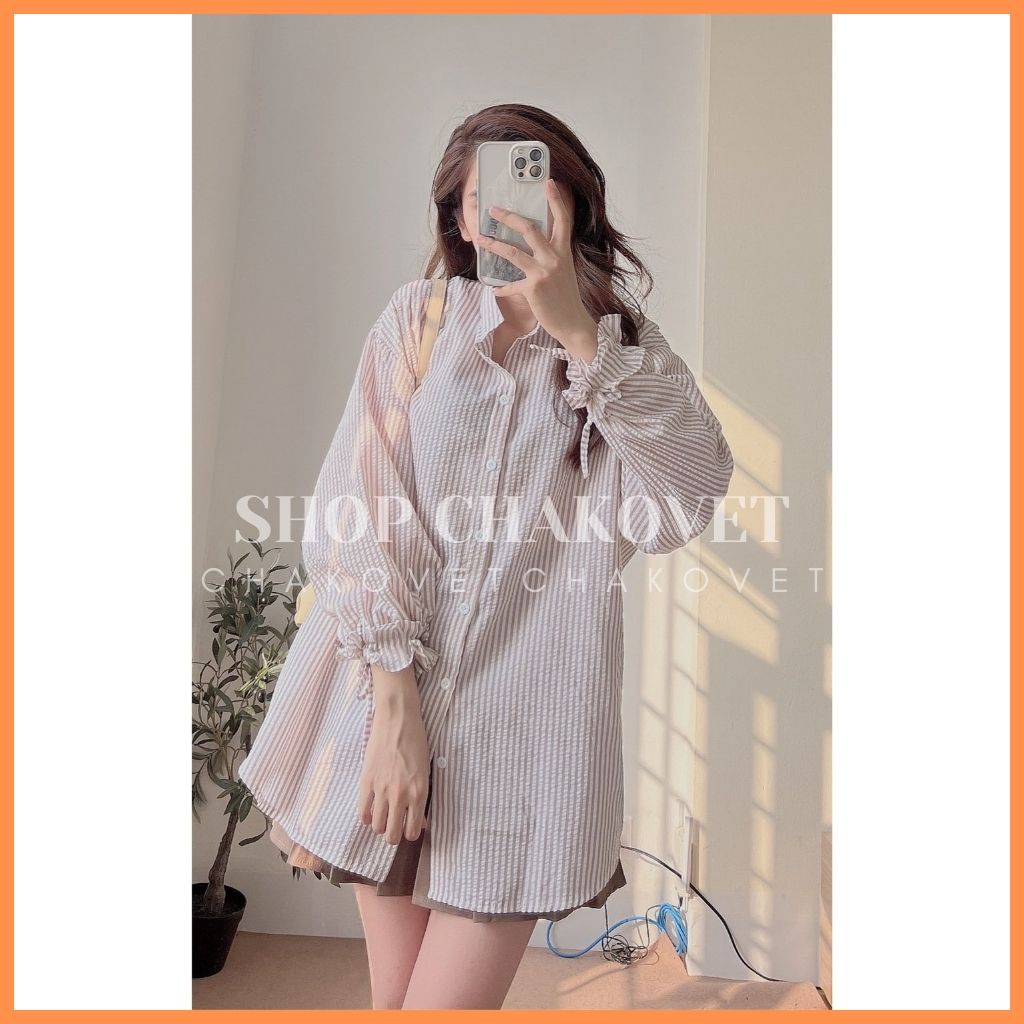 Áo sơ mi nữ cổ tàu form rộng A8128 dáng babydoll dài tay style hàn quốc Mix được nhiều đồ phù hợp mặc đi làm đi học | BigBuy360 - bigbuy360.vn