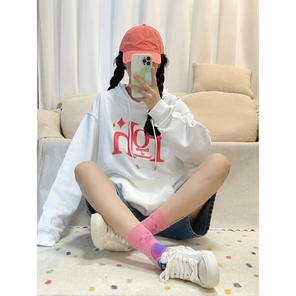 NRVP Áo Hoodie Tay Dài Oversize In Họa Tiết Phong Cách Hàn Quốc Kiểu Mới Cho Nam / Nữ
