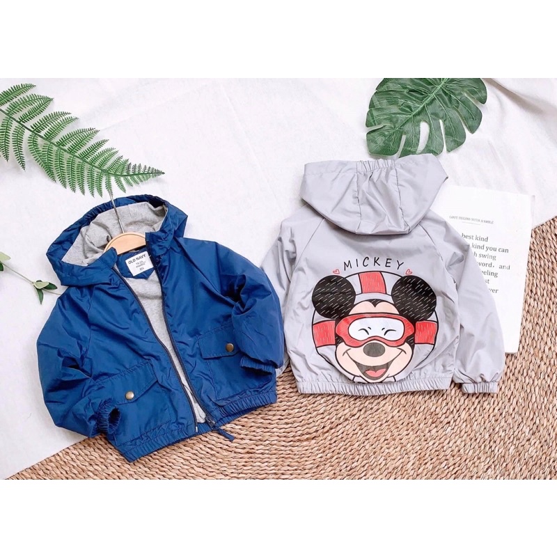 Áo khoác gió cho bé,bé trai xuất dư Old Navy, 2 lớp, áo khoác gió đẹp, mickey cho bé 1-5 tuổi
