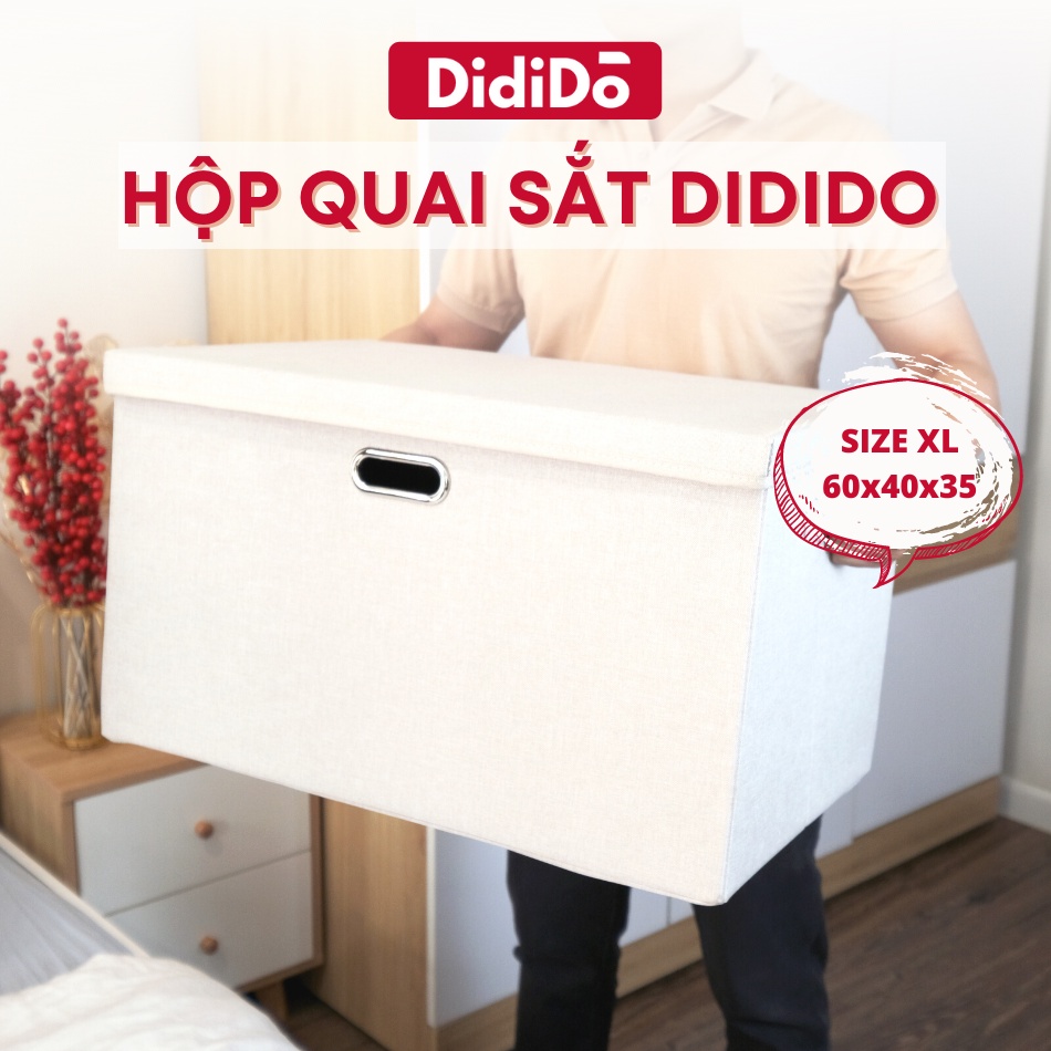 Hộp đựng đồ quai sắt DidiDo màu trắng, hộp đựng quần áo, chăn màn