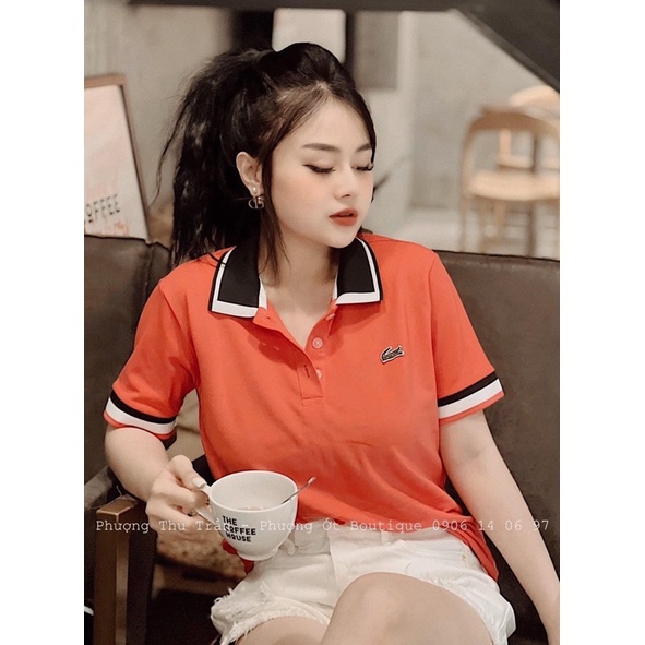 Áo polo cam phối cổ viền đen siêu xinh