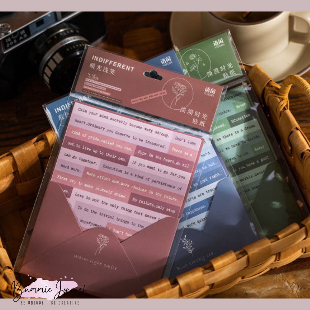 Set 6 tấm sticker chữ nghệ thuật nhiều màu sắc trang trí sổ journal