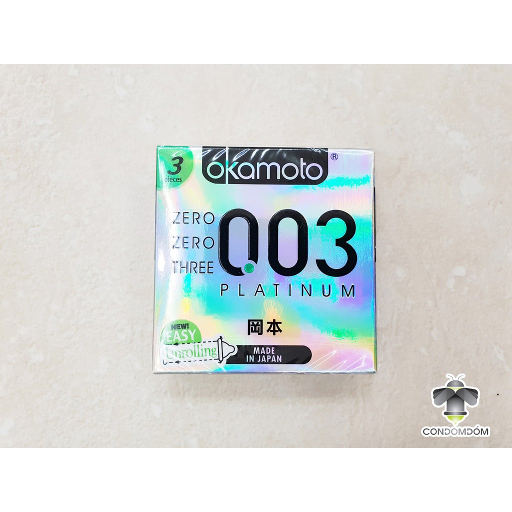 [Xả hàng] Bao cao su Okamoto 0.03 Platinum hộp 3 chiếc