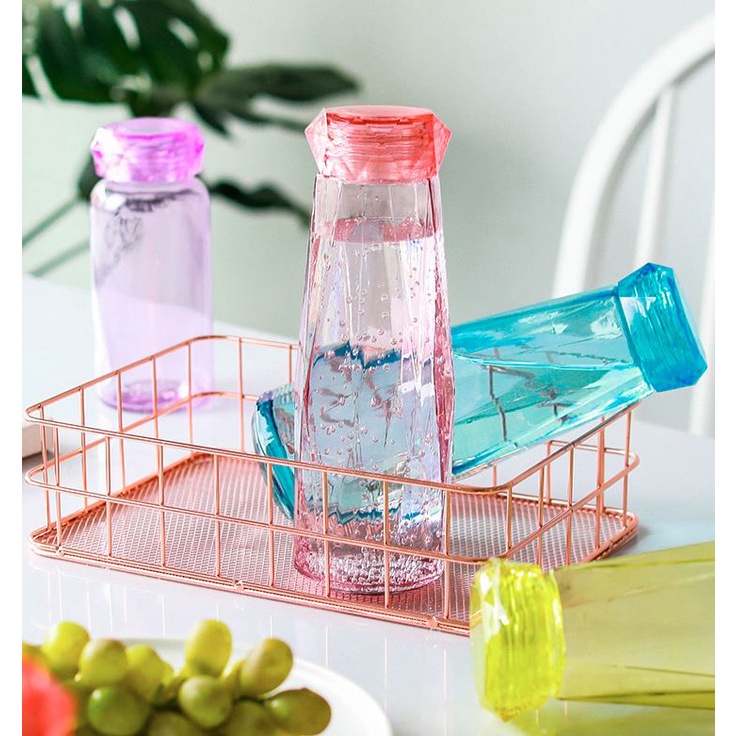 Bình Nước Thủy Tinh Kim Cương Cao Cấp Chịu Nhiệt Có Nhiều Màu Dung Tích 500ml