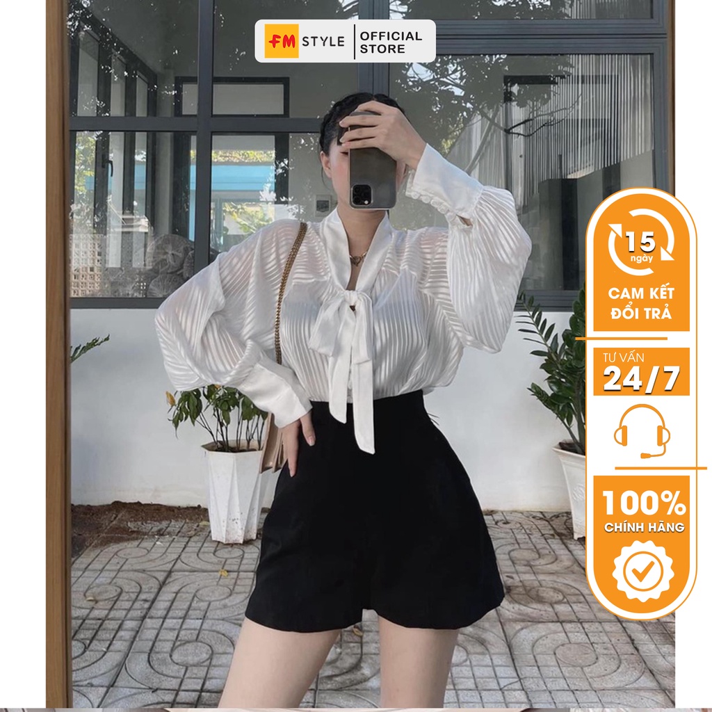 Quần đùi kaki nữ FM Style giả váy lưng cao ống rộng cao cấp phong cách Hàn Quốc hiện đại trẻ trung 220130503