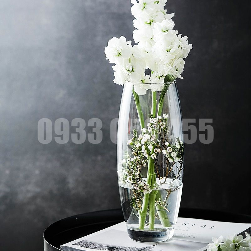 Bình bông lọ hoa hình trụ búp dáng cao, lọ cắm hoa thủy tinh trụ tròn