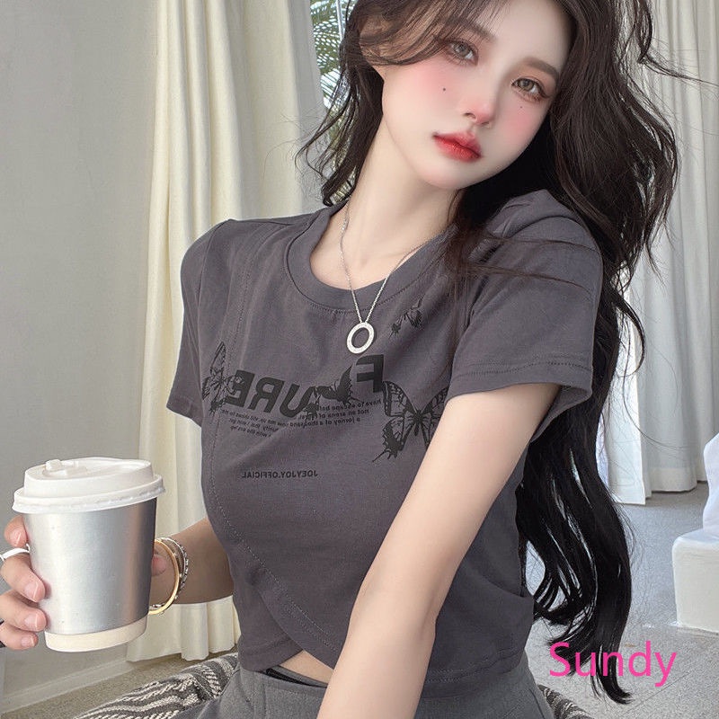 Áo Thun Tay Ngắn Cổ Tròn In Họa Tiết Thời Trang Mùa Hè Cho Nữ