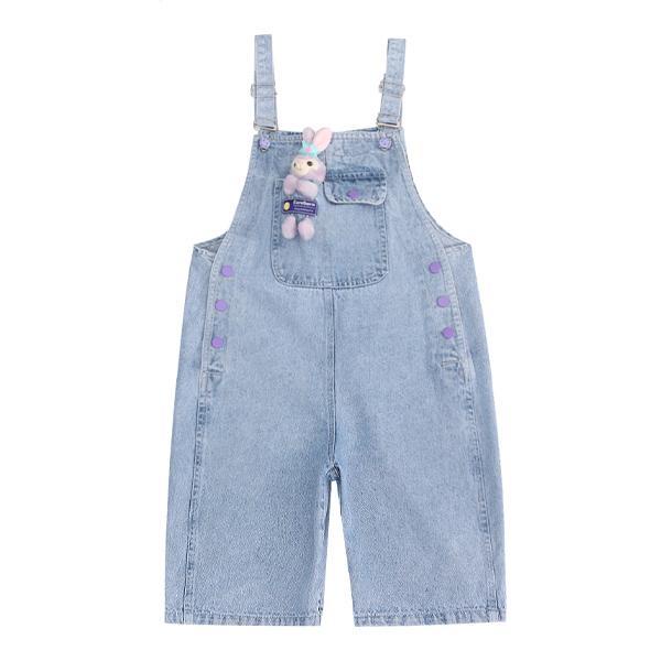 Bộ Áo Thun Cotton Tay Ngắn + Quần Yếm Thời Trang Mùa Hè Cho Bé Gái 3-5 - 8-10 - 12-13 Tuổi