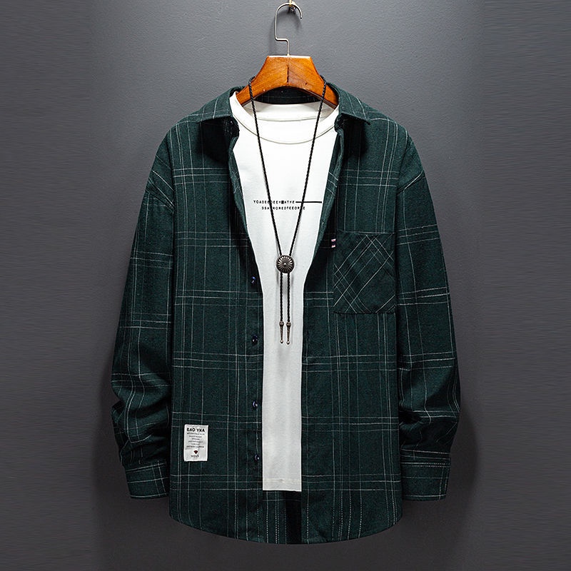 Áo Sơ Mi Ca Rô Dài Tay Dáng Rộng Thời Trang Hongkong Cá Tính Dành Cho Nam Trung Niên 2022
