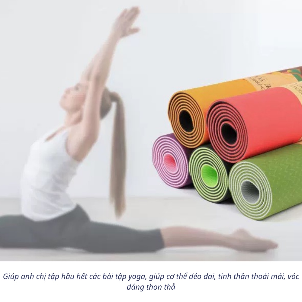 Thảm Tập Yoga TPE Dầy 6mm 2 Lớp Cao Cấp Chống Trơn Trượt